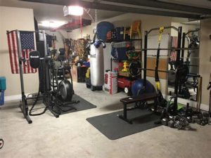 Basement home gym setup